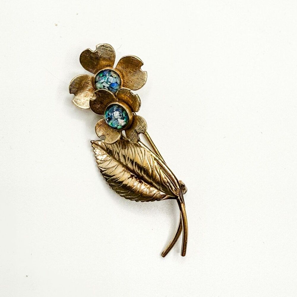 Van Dell floral flower bouquet brooch pin 1/20 12K GF boutonniere